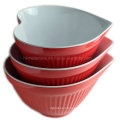 3PCS Bicolor Melamine Heart Shaped Mixing Bowl Set